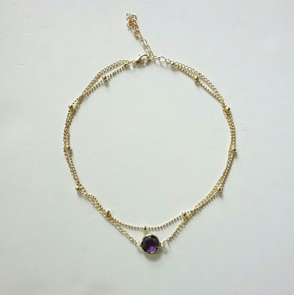 💕4/$25💕2 Layer Purple Crystal Choker - Picture 4 of 8